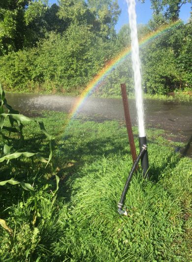 Oh oh. Busted water pipe!
